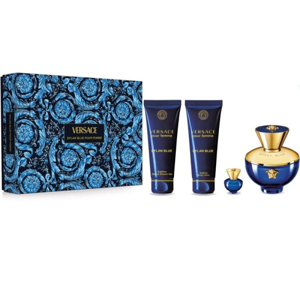 VERSACE Dylan Blue Femme Coffret L’Eau de Parfum EDP 50ml + Miniature 5ml + Gel douche 50ml + BL 50 ml