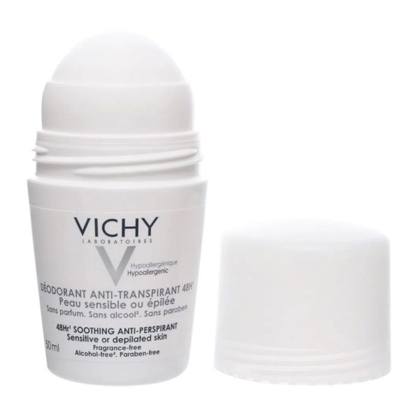 Vichy Déodorant Anti Transpirant 48H Peaux Sensibles ou Epilées Roll On 50ml