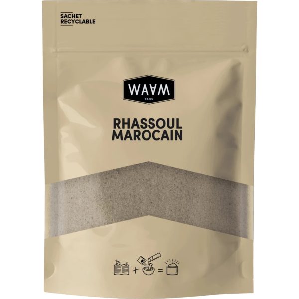 Waam Rhassoul Marocain Purifier assainir et resserrer les pores du visage absorber l'excès de sébum lave et fortifie les cheveux 250 g