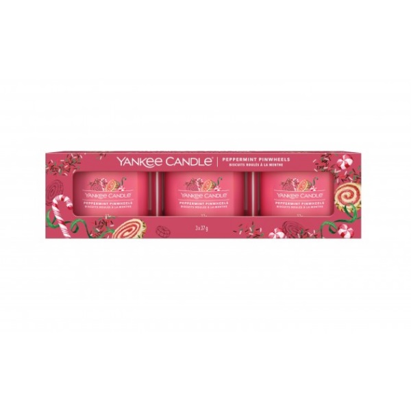Yankee Candle Peppermint Pinwheels Coffret 3 Votives en Verre